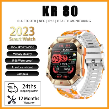 Смарт часовници KR80 За Android, IOS, Фитнес на открито, Ip68 Водоустойчив Военен Монитор здраве, Гласово повикване AI чрез Bluetooth, Умни Часовници