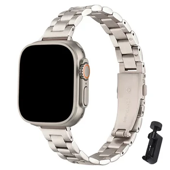 Тънък Ремък За Apple Watch Каишка 40 мм 41 мм 38 мм 44 мм 45 мм на 49 мм Тънка Метална верижка От неръждаема Стомана iwatch серия SE 8 7 6 3 Ultra