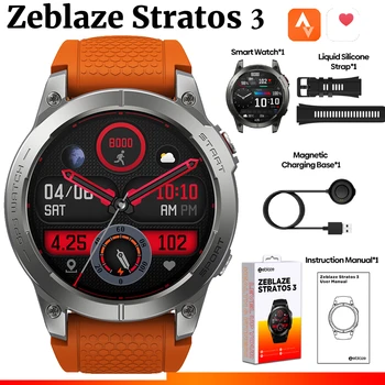 Умен часовник Zeblaze Stratos 3 с AMOLED-дисплей, Спортни Умни Часовници, GPS-smart-часовници, Bluetooth-съвместим Монитор на сърдечната честота за телефонни разговори