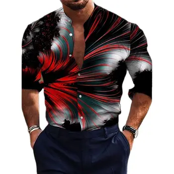 Хавайска риза с модел За мъже, 3D принт, Графити, блуза с дълъг ръкав, почивки, Camisa, Извънгабаритни потници, тениски, Риза Homme