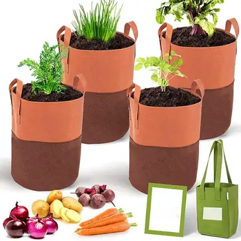 Чанта за отглеждане на зеленчуци в градината с капак и дръжки, саксии за растения от нетъкан текстил, чанти за отглеждане на фъстъци, кутия за градината