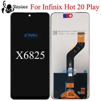 Черно 6,82 инча за Infinix Hot 20 Play X6825 LCD сензорен дисплей, Дигитайзер, в Събирането, резервни части